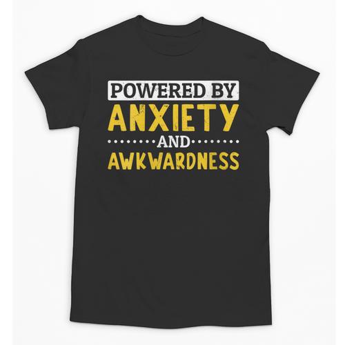 Powered By Anxiety And Awkwardness Social Anxiety Introverts Unisex T-Shirt - Raresse