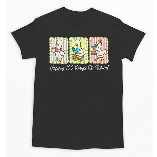 Preppy 100 Days Of School Goose Coffee Books Teacher Life Unisex T-Shirt - Bookorys