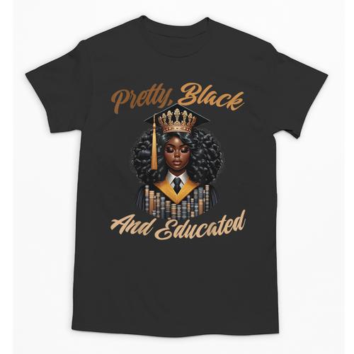 Pretty Educated African American Graduation Class 2024 Unisex T-Shirt - Best Gift Smart