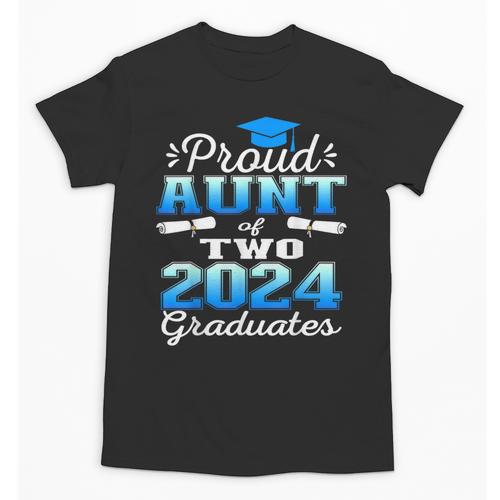 Proud Aunt Of Two 2024 Graduate Class 2024 Graduation Family Unisex T-Shirt - Best Gift Smart