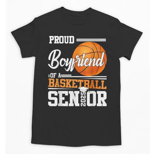 Proud Boyfriend Of A 2025 Senior Graduation Basketball Unisex T-Shirt - Best Gift Smart