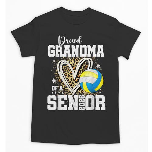 Proud Grandma Of A 2026 Senior Volleyball Graduation Leopard Unisex T-Shirt - Best Gift Smart