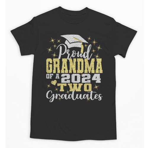 Proud Grandma Of Two 2024 Graduate Class 2024 Graduation Unisex T-Shirt - Best Gift Smart