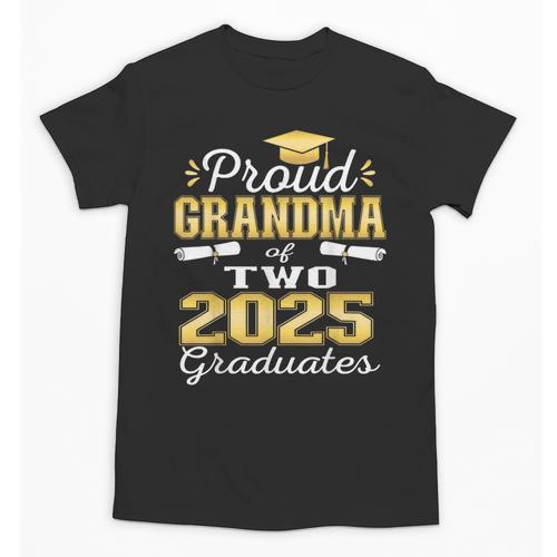 Proud Grandma Of Two 2025 Graduates Graduation Family Unisex T-Shirt - Best Gift Smart