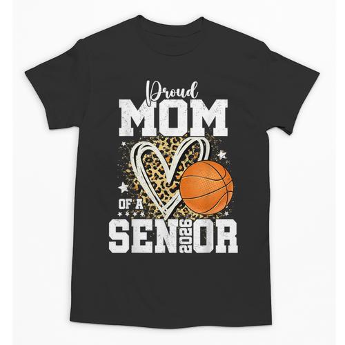 Proud Senior Mom Class Of 2026 Basketball Graduation Leopard Unisex T-Shirt - Best Gift Smart