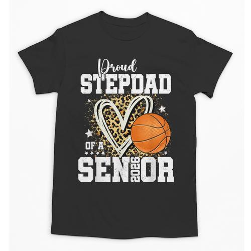 Proud Stepdad Of A 2026 Senior Basketball Graduation Leopard Unisex T-Shirt - Best Gift Smart