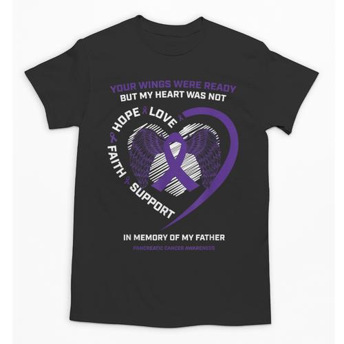 Purple In Memory Of My Dad Pancreatic Cancer Awareness Unisex T-Shirt - Easessy