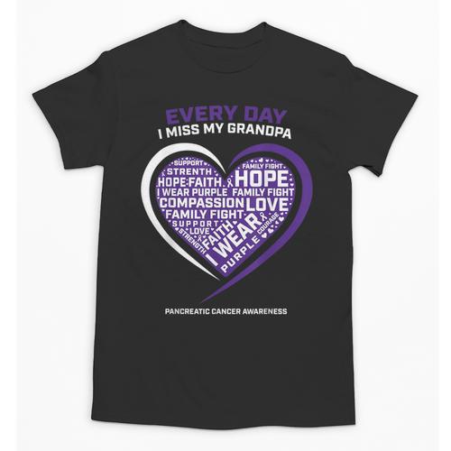 Purple In Memory Of My Grandpa Pancreatic Cancer Awareness Unisex T-Shirt - Easessy