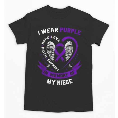 Purple In Memory Of My Niece Epilepsy Awareness Aunt Uncle Unisex T-Shirt - Easessy