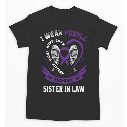 Purple In Memory Of My Sister In Law Alzheimers Back Graphic Unisex T-Shirt - Easessy
