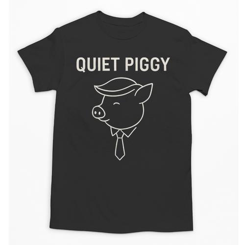 Quiet Piggy Introvert Media Humor Minimalist Line Art Unisex T-Shirt - Raresse