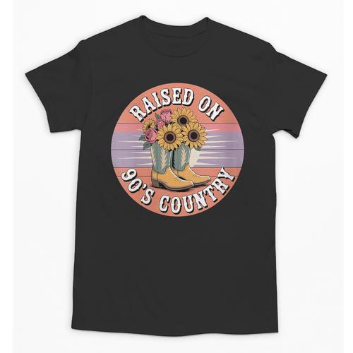 Raised On 90’s Country Women Retro Western Music Nostalgia Unisex T-Shirt - Figerry