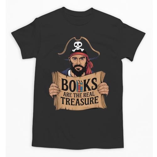Read Book Reader Library Reading Librarian Pirate Bookworm Unisex T-Shirt - Bookorys