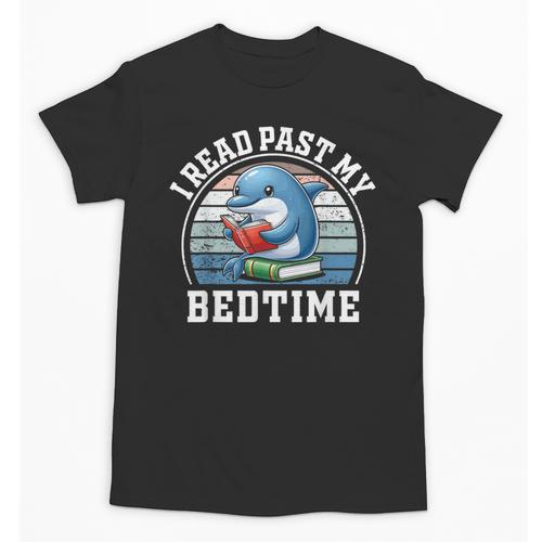 I Read Past My Bedtime Reading Dolphin Book Lover Unisex T-Shirt - Bookorys