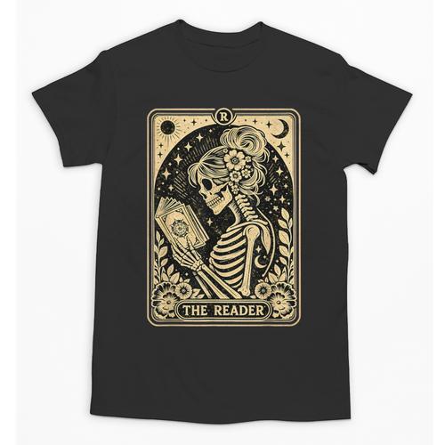 The Reader Tarot Card Book Lover Skeleton Reading Book Unisex T-Shirt - Bookorys