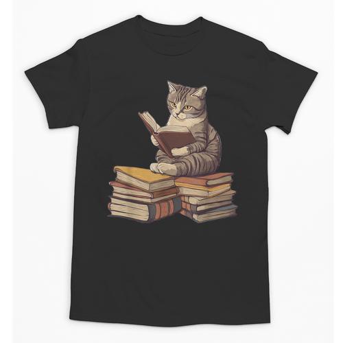 Reading Cat Book Lover Unisex T-Shirt - Bookorys AU