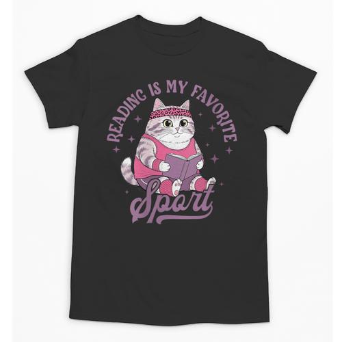 Reading Is My Favorite Sport Bookworm Cat Lover Book-Club Unisex T-Shirt - Bookorys