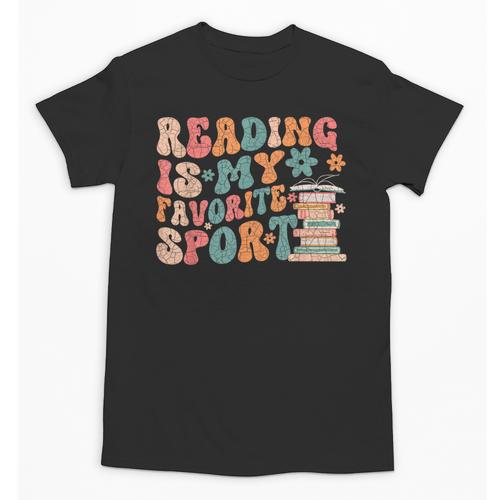 Reading Is My Favorite Sport Retro Groovy Book Lovers Unisex T-Shirt - Bookorys