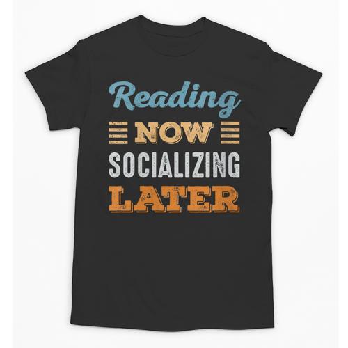 Reading Now Minimal Socializing Introvert Vintage Unisex T-Shirt - Raresse
