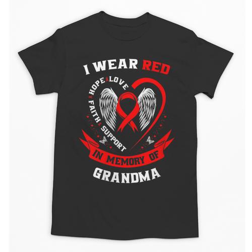 Red In Memory Of Grandma Heart Disease Awareness Month Unisex T-Shirt - Easessy