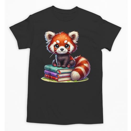Red Panda Books Lover Reading Bookworm Unisex T-Shirt - Bookorys
