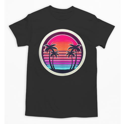 Retro 80s Synthwave Sunset & Palm Trees Retro Nostalgia 80s Unisex T-Shirt - Figerry