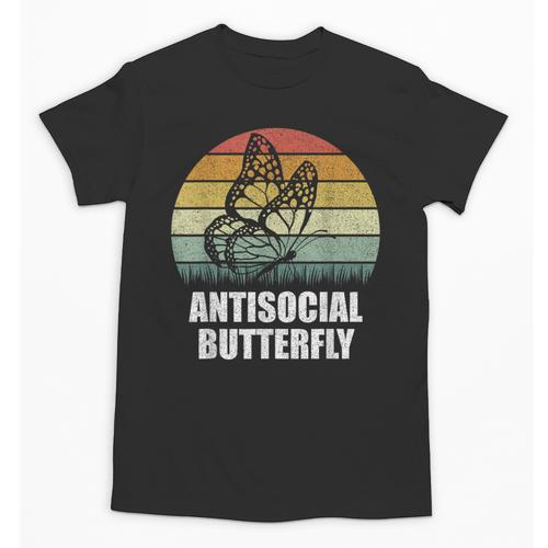 Retro Antisocial Butterfly Shirt For Introverts Unisex T-Shirt - Raresse