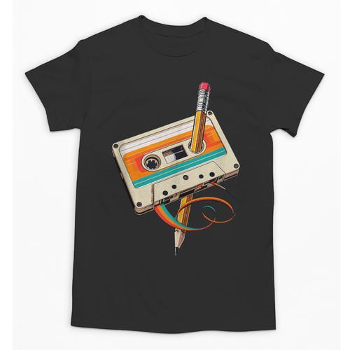 Retro Cassette Tape & Pencil Rewind Nostalgia Party 80s 90s Unisex T-Shirt - Figerry