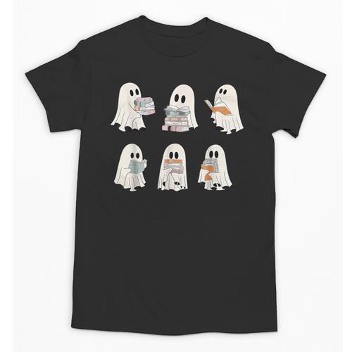Retro Ghost Reading Books Halloween Bookish Ghost Bookworm Unisex T-Shirt - Bookorys