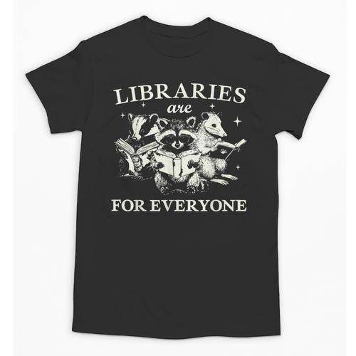 Retro Libraries Are For Everyone Racoon Reading Book Lover Unisex T-Shirt - Bookorys