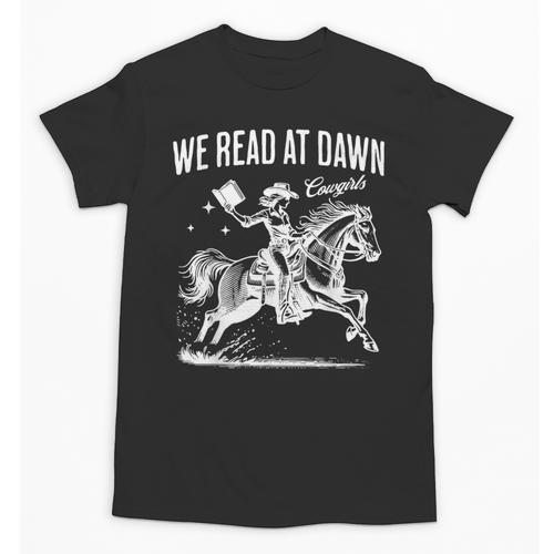 Retro We Read At Dawn Cowgirl Western Librarian Book Lover Unisex T-Shirt - Bookorys