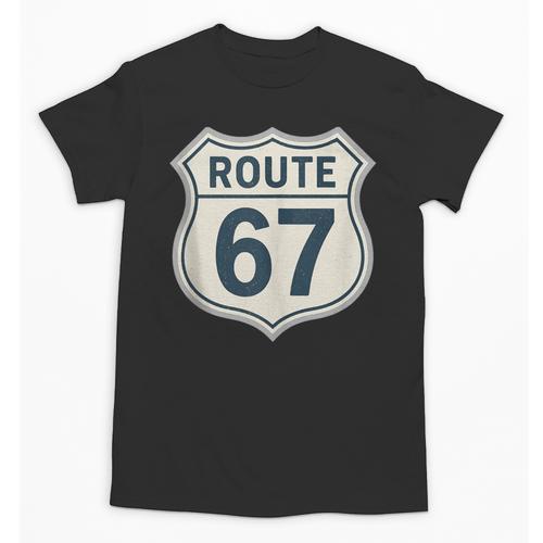 Retro Route 67 Highway Sign Vintage Road Nostalgia Unisex T-Shirt - Figerry
