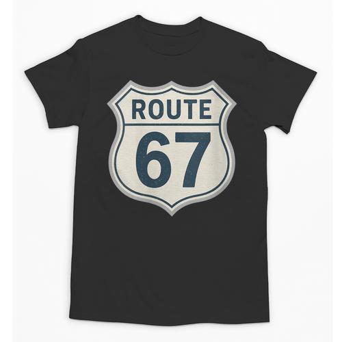 Retro Route 67 Highway Sign Vintage Road Nostalgia Unisex T-Shirt - Figerry