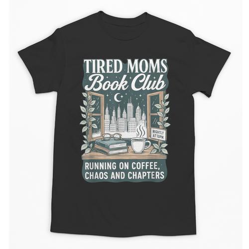 Retro Tired Moms Book Club Bookish Booktrovert Mother's Day Unisex T-Shirt - Bookorys DE