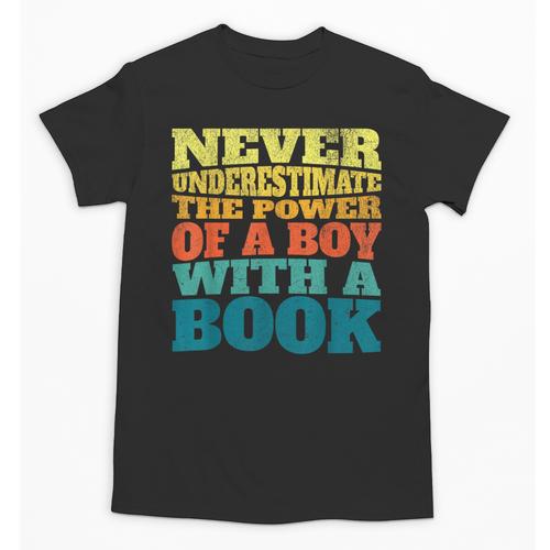 Retro Never Underestimate The Power Of a Boy With a Book Unisex T-Shirt - Bookorys CA