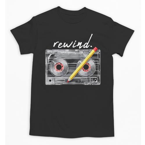 Rewind Cassette Tape Nostalgia 80s 90s Retro Music Lover Unisex T-Shirt - Figerry