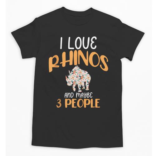 I Like Rhinos And Maybe 3 People Introvert Animal Unisex T-Shirt - Raresse