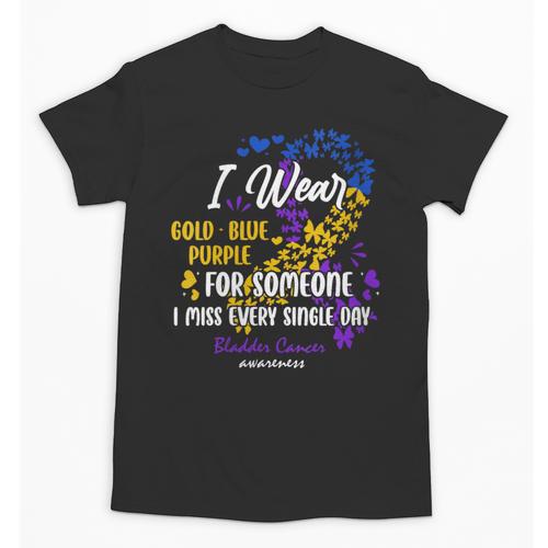Ribbon Bladder Cancer Angel Support Memory Unisex T-Shirt - Easessy