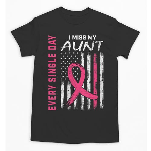 RIP Memorial In Memory Of Aunt Breast Cancer Awareness Flag Unisex T-Shirt - Easessy