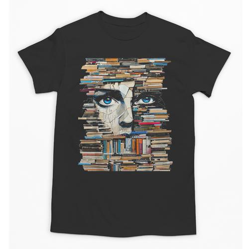 RtY Book Man Graphic Eyes Colorful Art Small Unisex T-Shirt - Bookorys