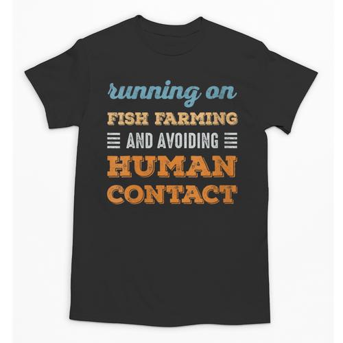 Running On Fish Farming Social Introvert Humor Vintage Unisex T-Shirt - Raresse