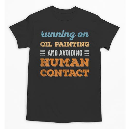 Running On Oil Painting Social Introvert Humor Vintage Unisex T-Shirt - Raresse