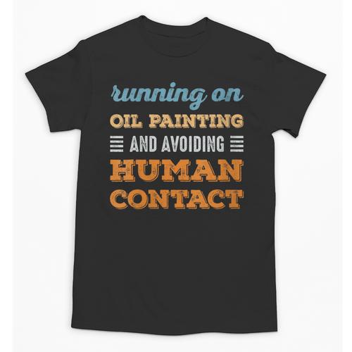 Running On Oil Painting Social Introvert Humor Vintage Unisex T-Shirt - Raresse