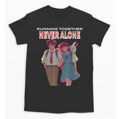 Running Together Always Connected Anime Nostalgia Message Unisex T-Shirt - Figerry