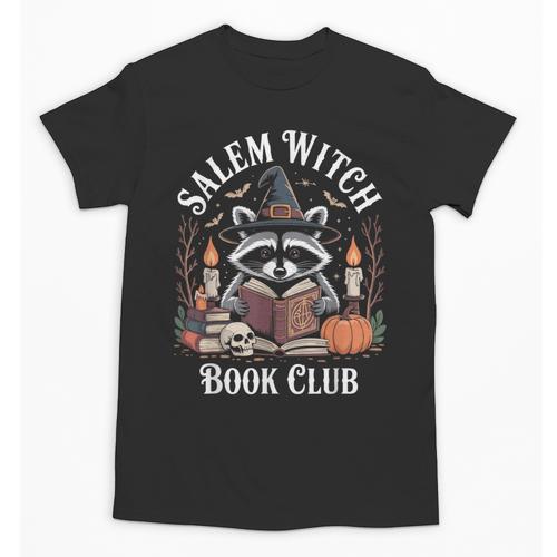 Salem Witch Book Club Raccoon Halloween Unisex T-Shirt - Bookorys