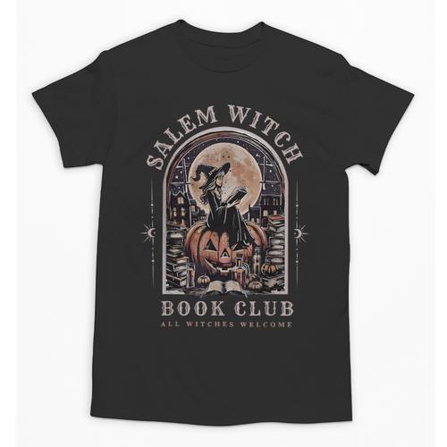 Salem Witch Book Club All Witches Welcome Spooky Halloween Unisex T-Shirt - Bookorys CA