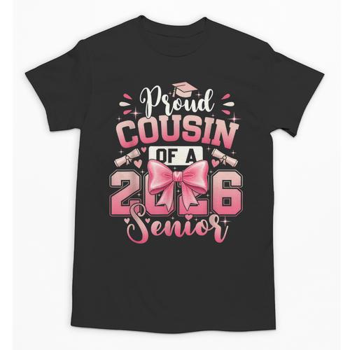 Senior 2026 Class Of 26 Coquette Pink Bow Graduation Cousin Unisex T-Shirt - Best Gift Smart