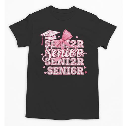 Senior 2026 Class Of 2026 Cute Coquette Pink Bow Graduation Unisex T-Shirt - Best Gift Smart