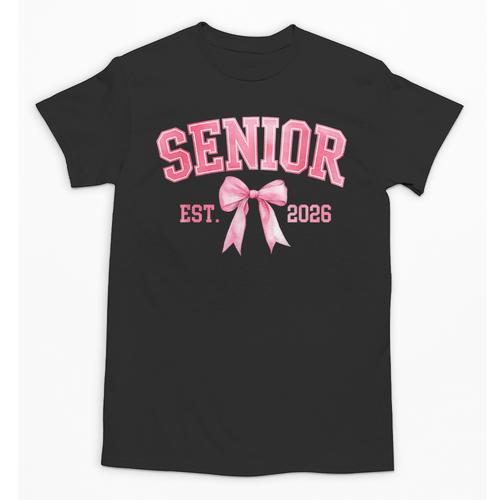 Senior 2026 Coquette Pink Bow Class Of 2026 Graduation Girls Unisex T-Shirt - Best Gift Smart