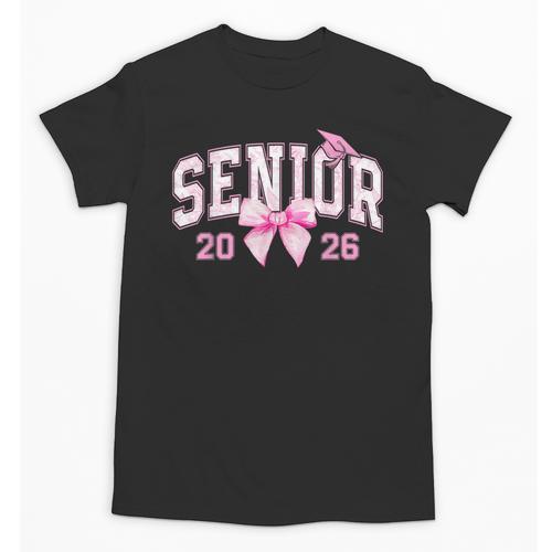 Senior 2026 Coquette Pink Bow Girls Class Of 2026 Graduation Unisex T-Shirt - Best Gift Smart